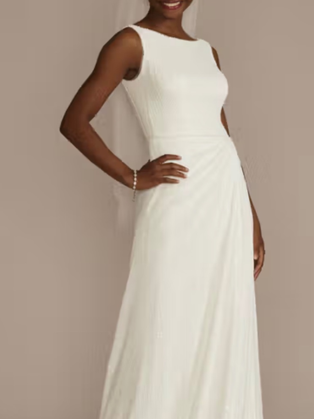 David’s Bridal Sequin A-Line Scoop Back Wedding Dress